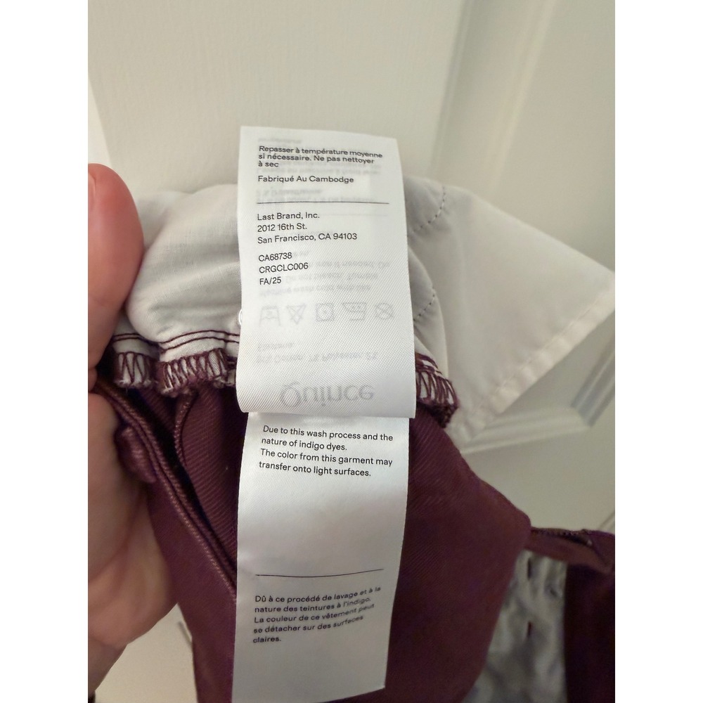 Quince Bella Stretch Straight Jeans Wine Tasting Burgundy Size 25 Cotton - Picture 7 of 8